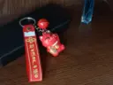 Red Maneki Neko Keychain | Fortune Cat with Stylish Wrist Strap